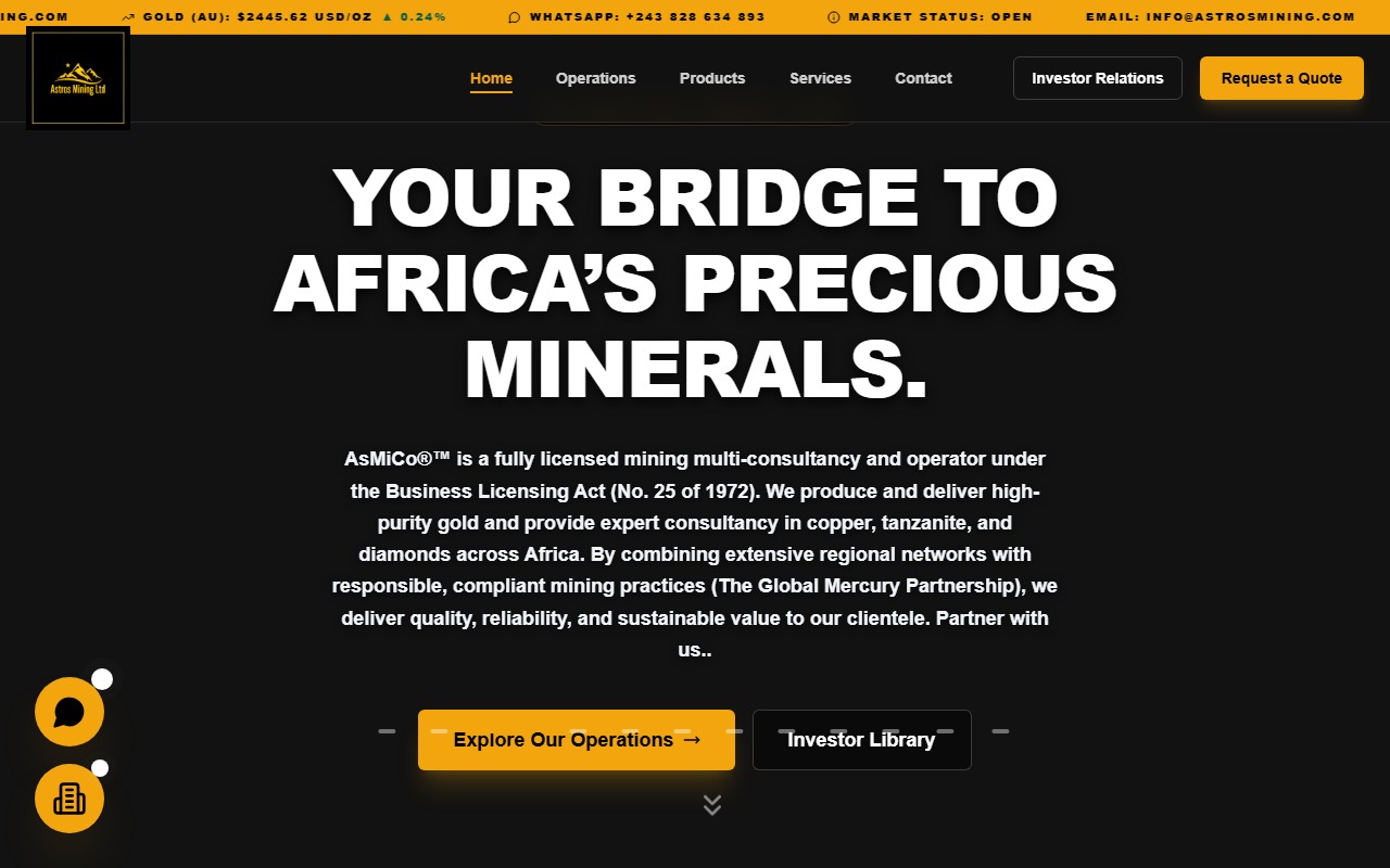 Screenshot of the Astros Mining (AsMiCo) project