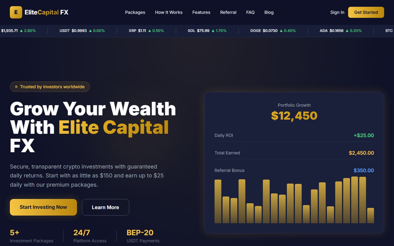 Screenshot of the Elite Capital FX project