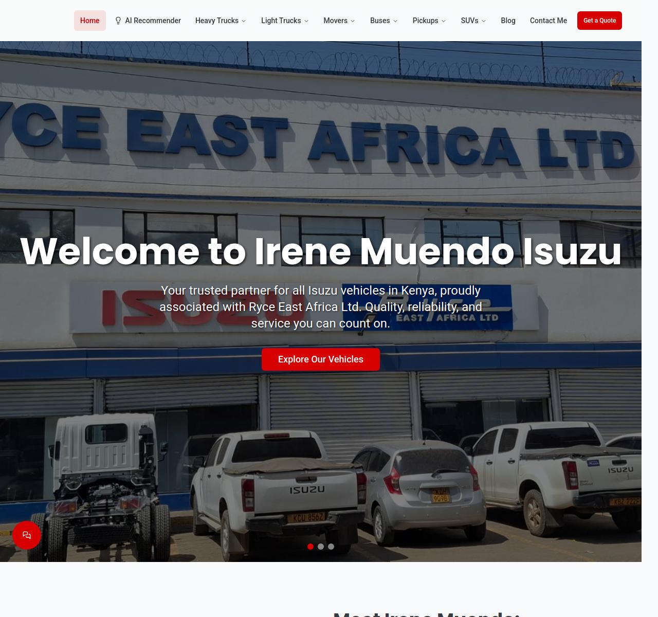 Screenshot of the Irene Muendo Isuzu project