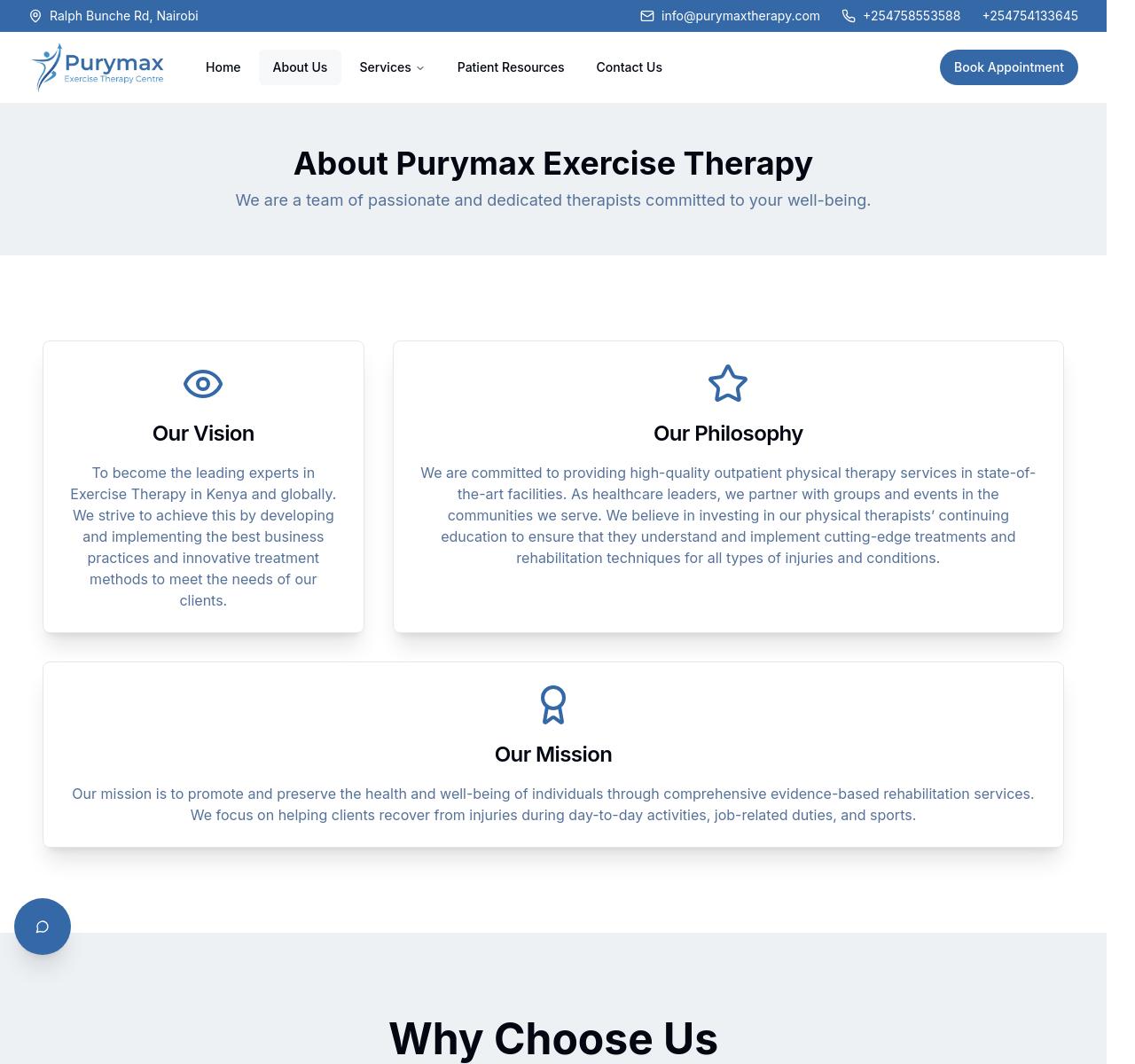 Screenshot of the Purymax Exercise Therapy project