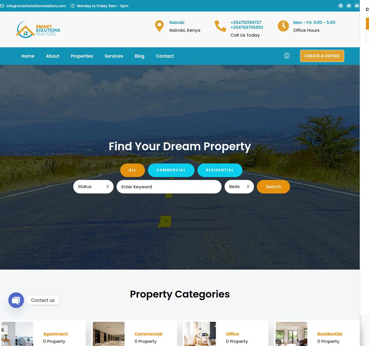 Screenshot of the Smart Solutions Realtors project
