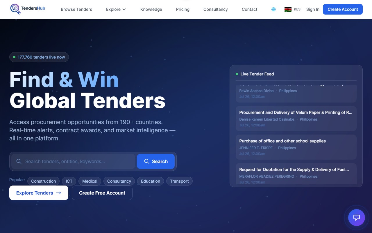 Screenshot of the Tenders Access Hub project