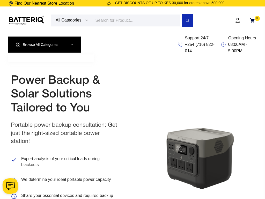 Screenshot of the Batteriq E-commerce project