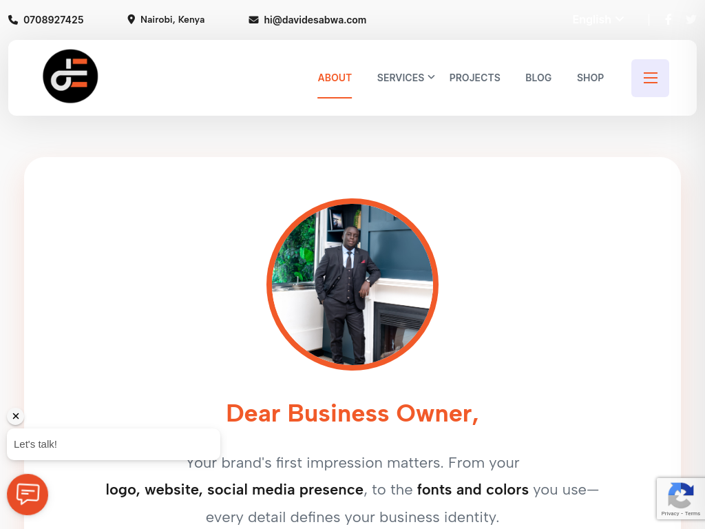 Screenshot of the David Esabwa's Website project