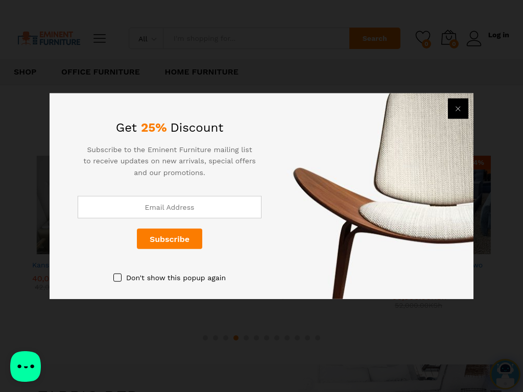 Screenshot of the Eminent Furniture E-commerce project