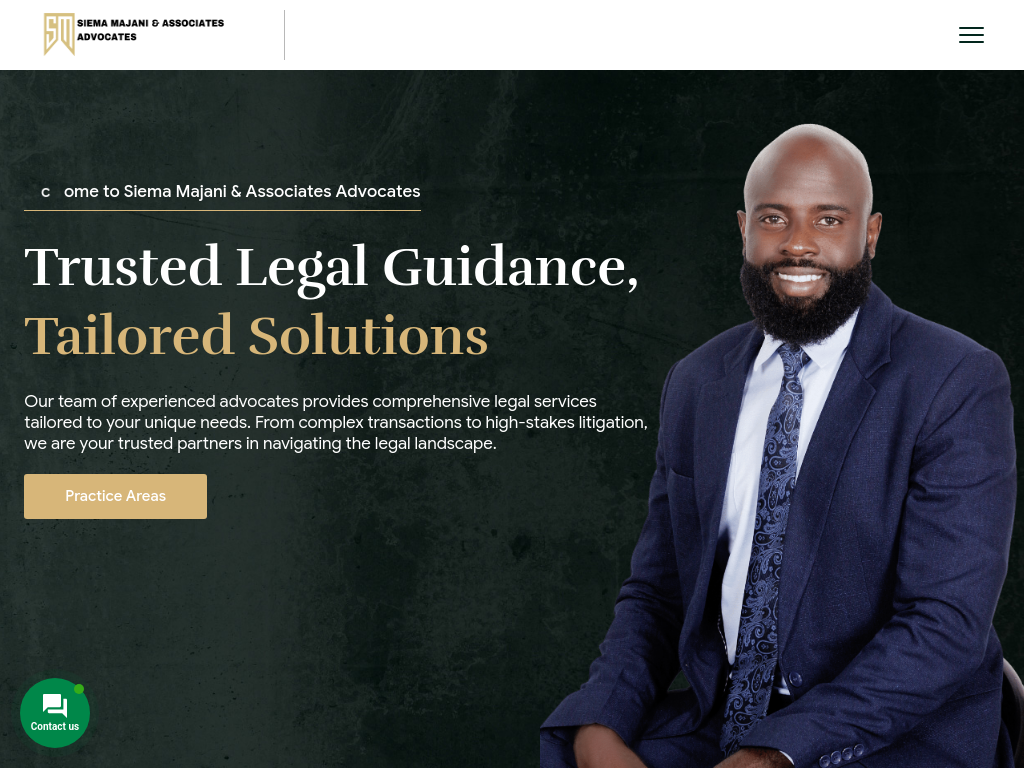 Screenshot of the website for Siema Majani Advocates